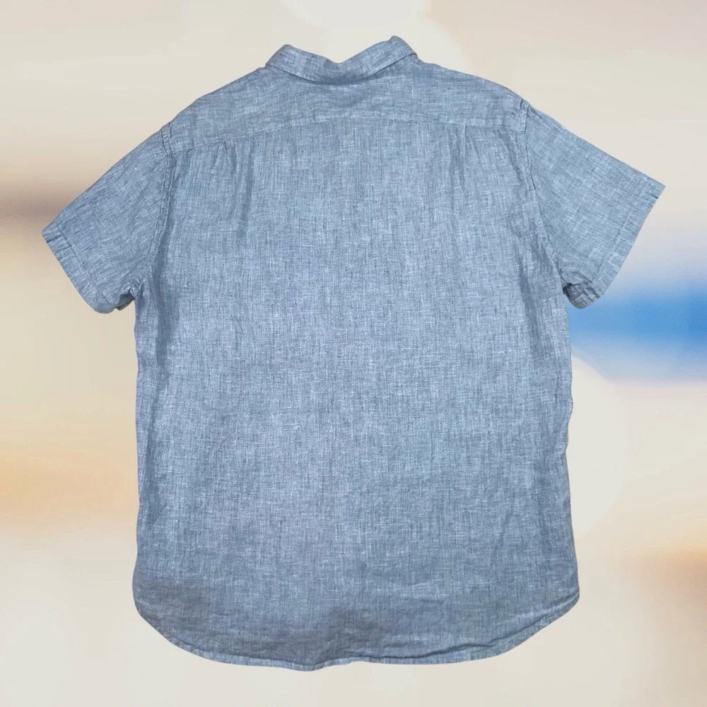 J Crew Chambray Shirt XL Slim Blue Linen Blend Button‎ Up Beach Coastal Preppy - Picture 9 of 9